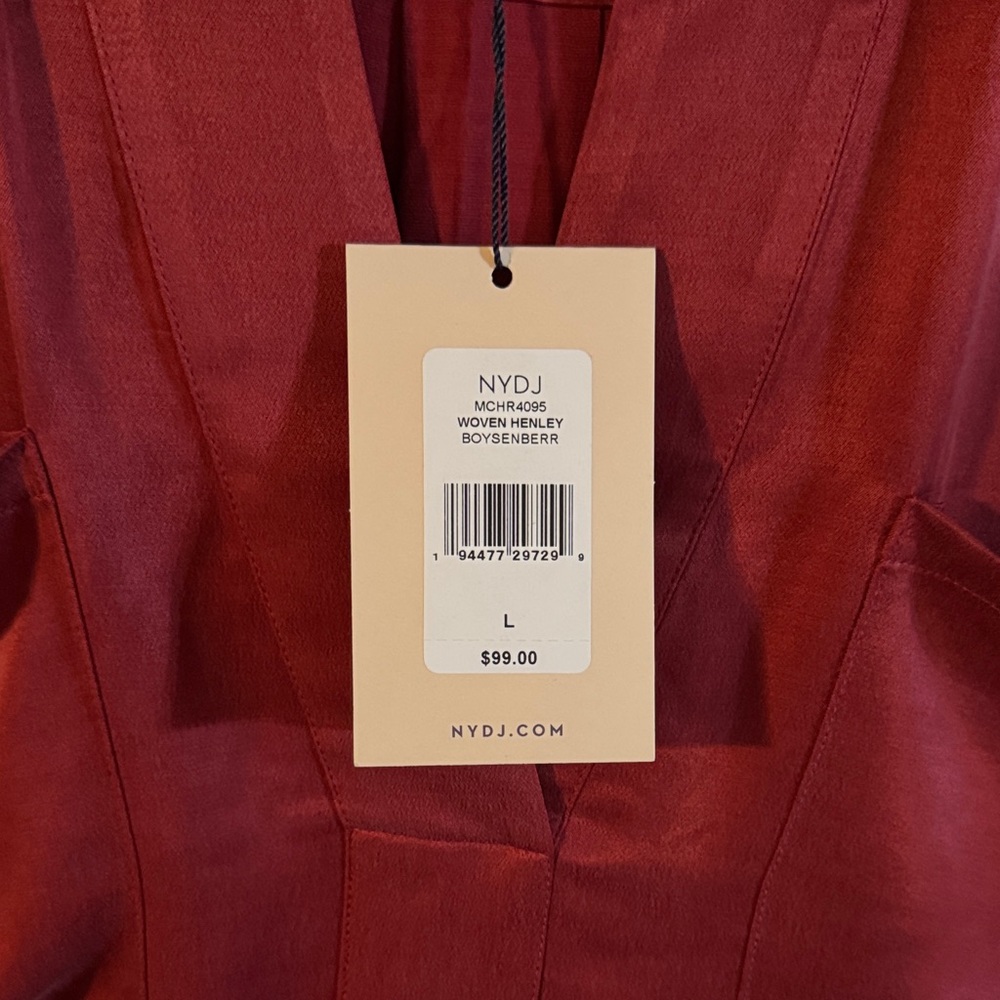 NYDJ Woven Henley Boysenberry L - Picture 3 of 14